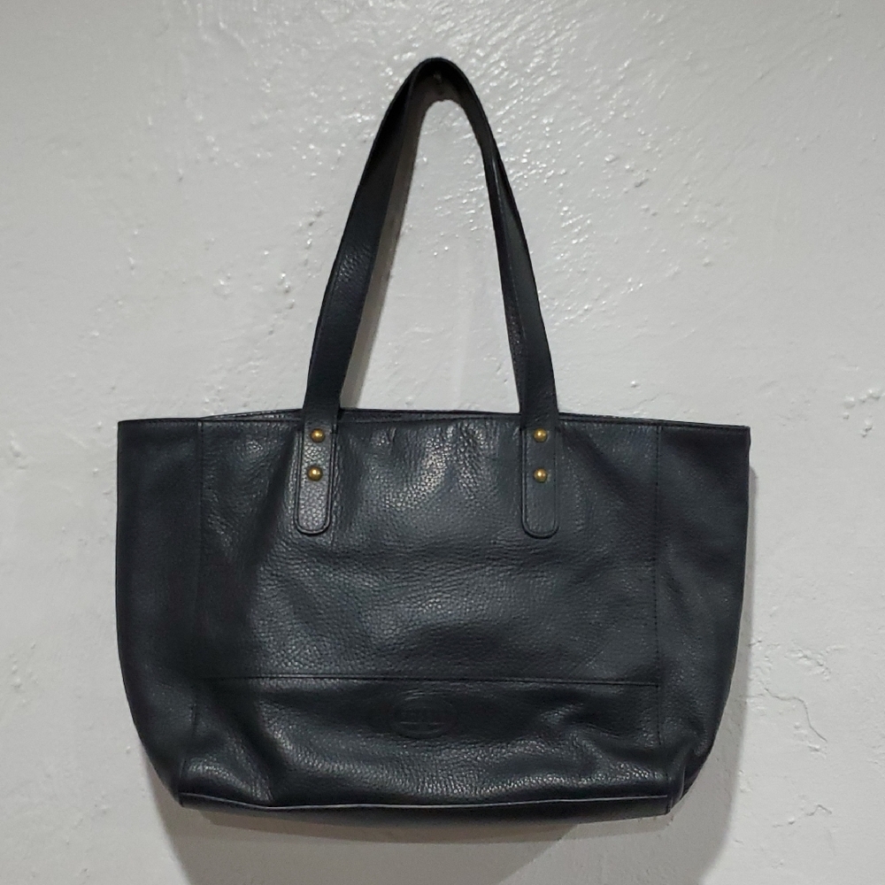 Fossil Black Leather Tote Bag with Gold Hardware